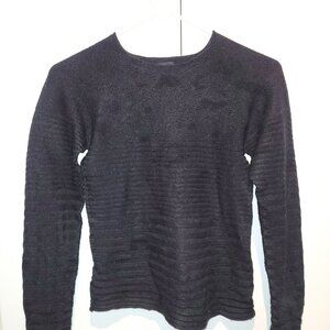 Vintage Giorgio Armani Black Wool Sweater with Ribbed Waist Size EU 40